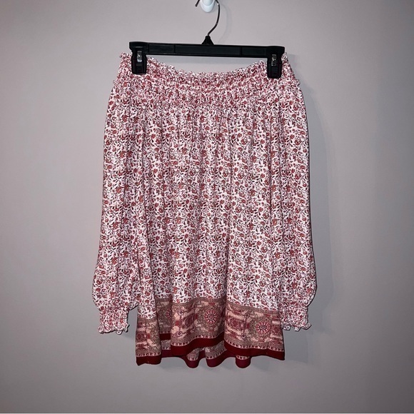 Off the shoulder long sleeve floral pink blouse max studio small - Picture 1 of 7